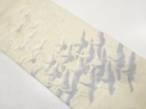 アンティーク　綴れ　流水に群鶴模様織り出し袋帯（材料）